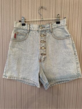 BONGO Light Blue High-Rise Button-Fly Denim Shorts